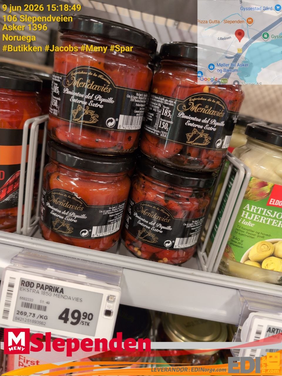 Mendavíes Pimientos del Piquillo Enteros Extra rød paprika 49,90 kr hos MENY Slependen, Slependveien 106, Asker