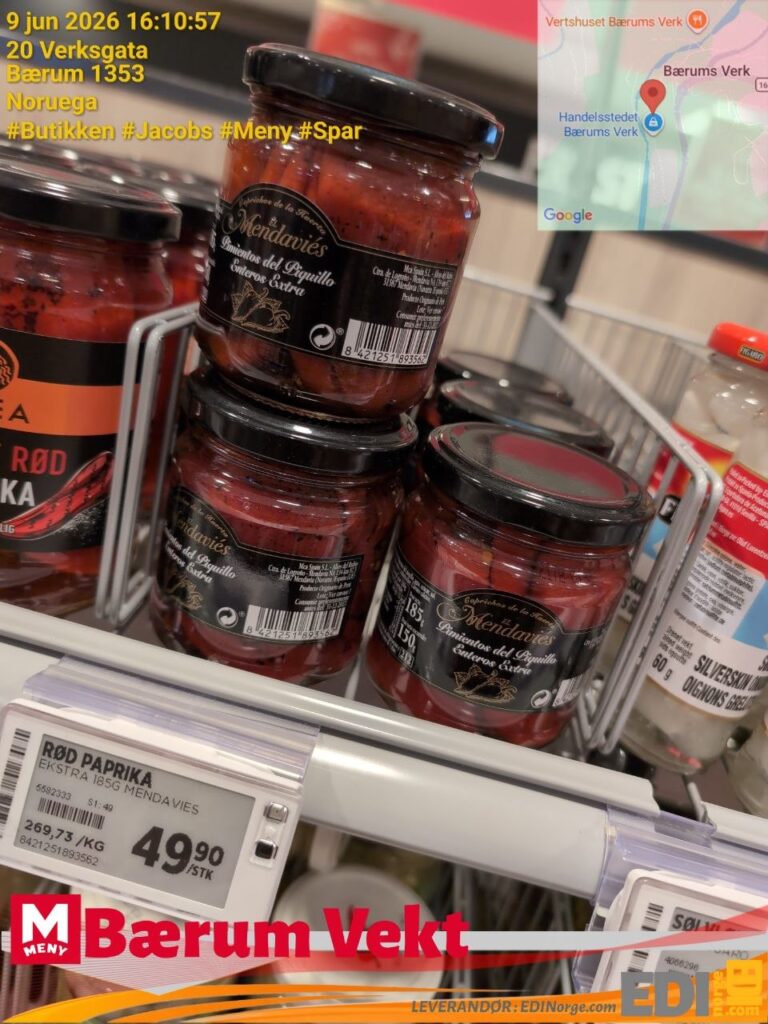 Mendavíes Pimientos del Piquillo Enteros Extra Rød paprika 49,90 kr (268,73/kg) hos MENY Bærum Vekt, Bærums Verk, Bærum