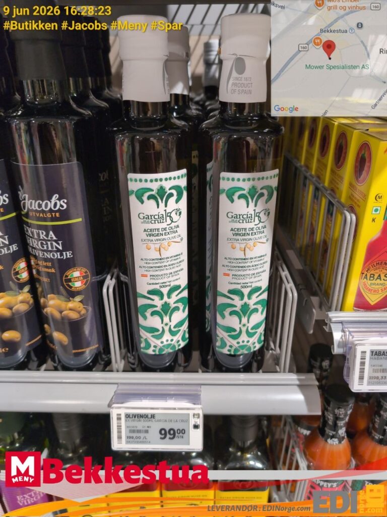 García de la Cruz Extra Virgin Olivenolje 500ml 99 kr hos MENY Bekkestua, Bærum