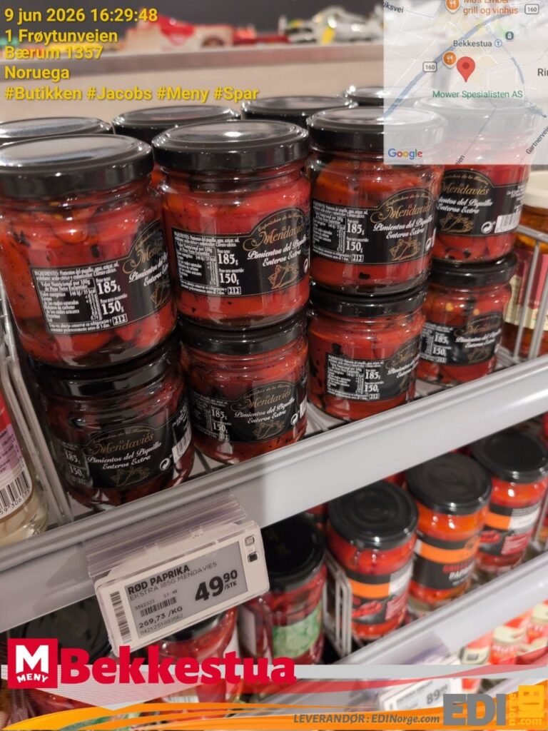 Mendavíes Pimientos del Piquillo Enteros Extra 49,90 kr (269,73/kg) hos MENY Bekkestua, Bærum 1357