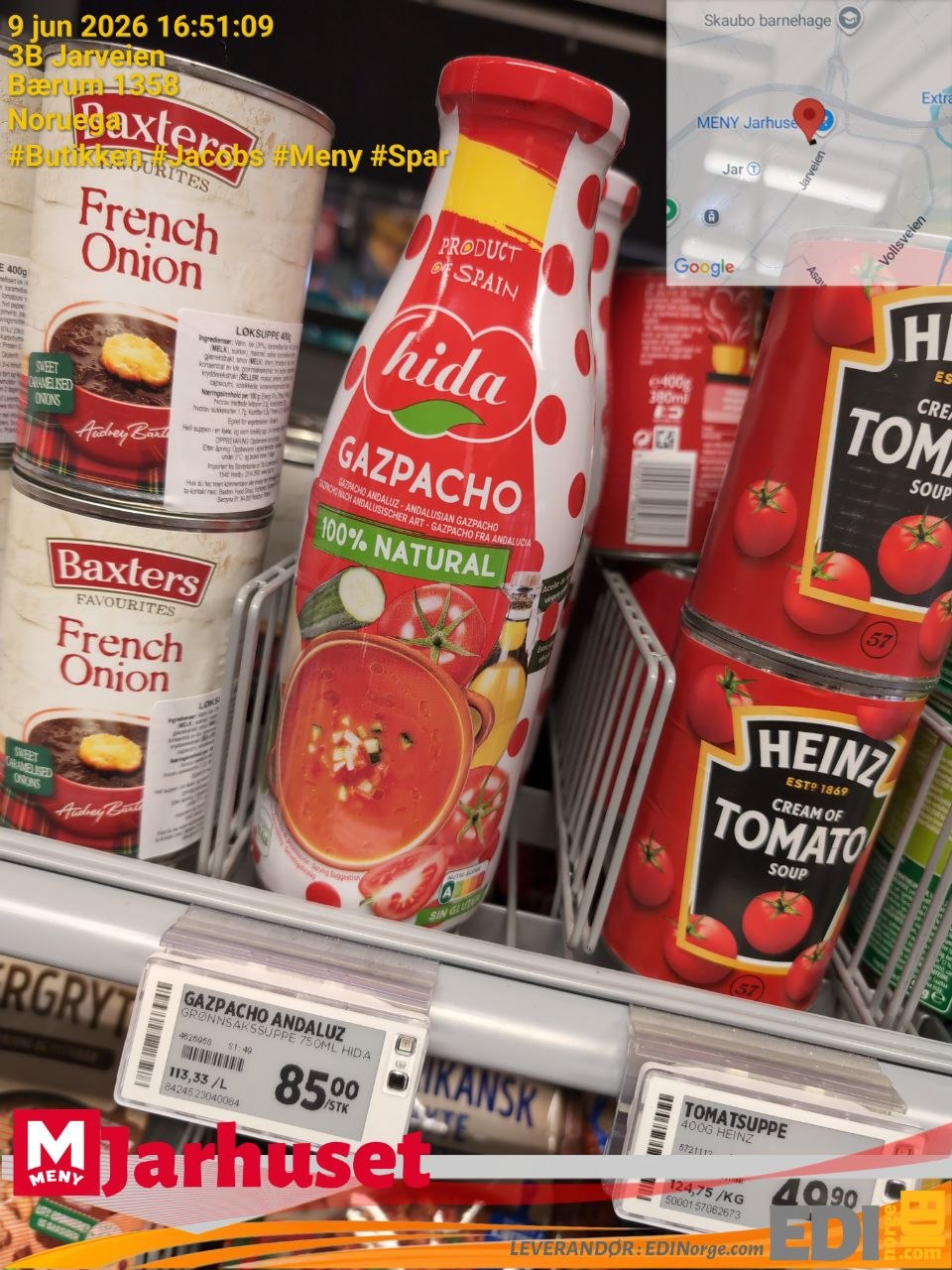 Hida Gazpacho Andaluz 100% Natural 85 kr hos MENY Jarhuset, 3B Jarveien, Bærum 1358