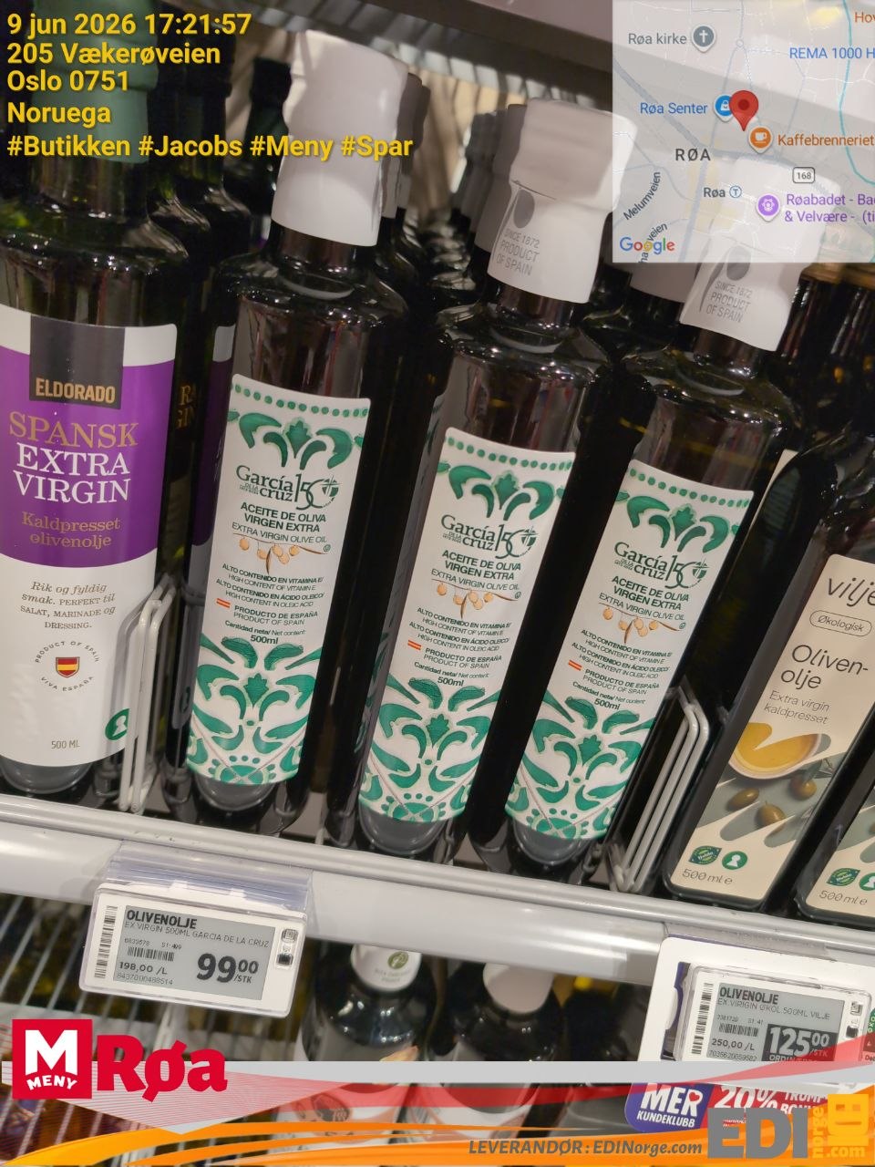 García de la Cruz Extra Virgin Olivenolje 99 kr (NYHET) hos MENY Røa, 205 Vækerøveien, Oslo 0751