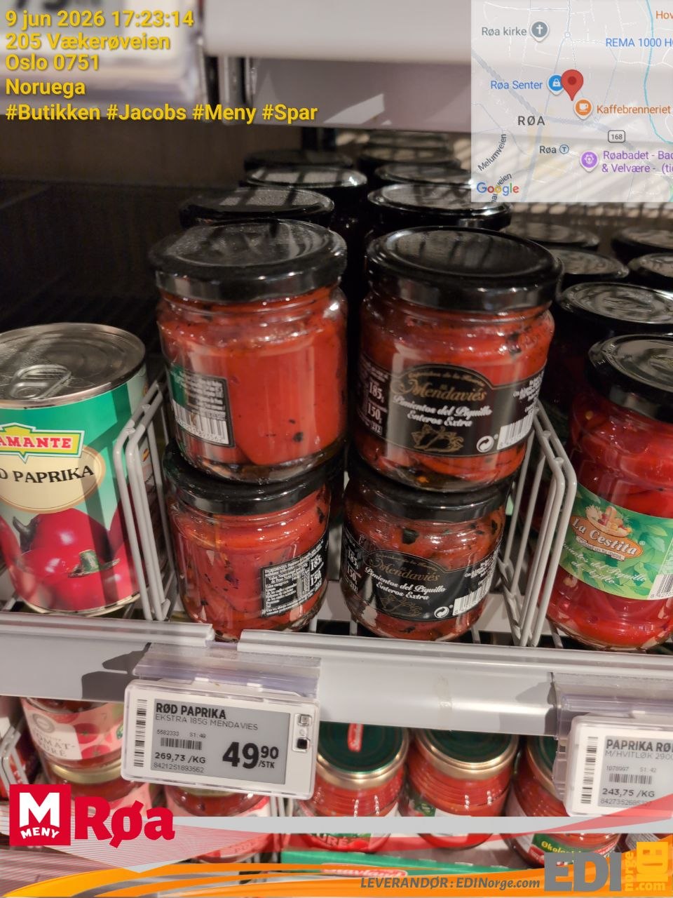 Mendavíes Pimientos del Piquillo Enteros Extra 49,90 kr (269,75/kg) hos MENY Røa, 205 Vækerøveien, Oslo 0751