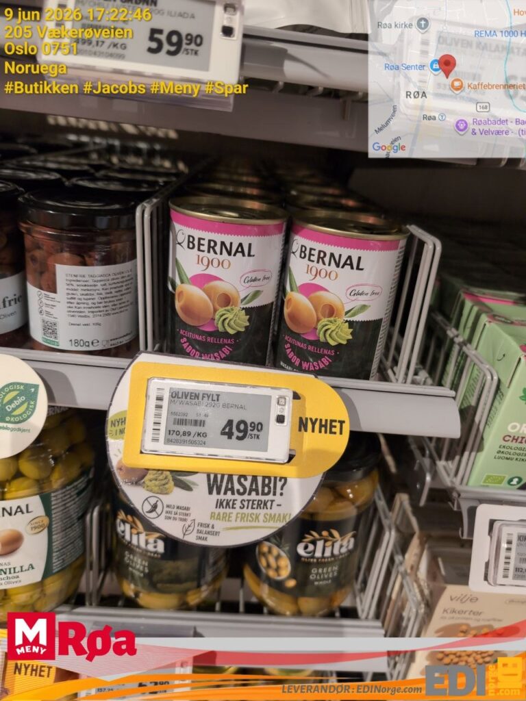 Bernal 1900 Aceitunas Rellenas Sabor Wasabi 49,90 kr (170,89/kg) NYHET hos MENY Røa, 205 Vækerøveien, Oslo 0751